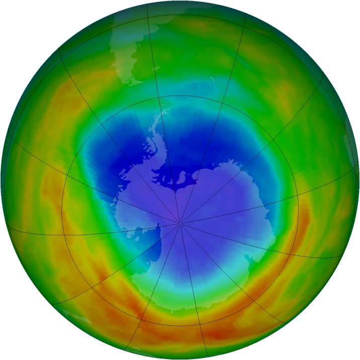 Antarctic ozone map for 10 October 1984